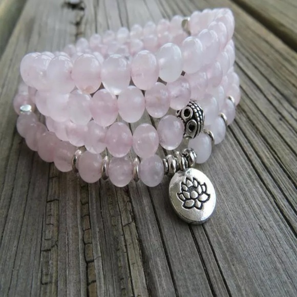 Jewelry - Natural rose quartz Meditation Mala necklace/bracelet